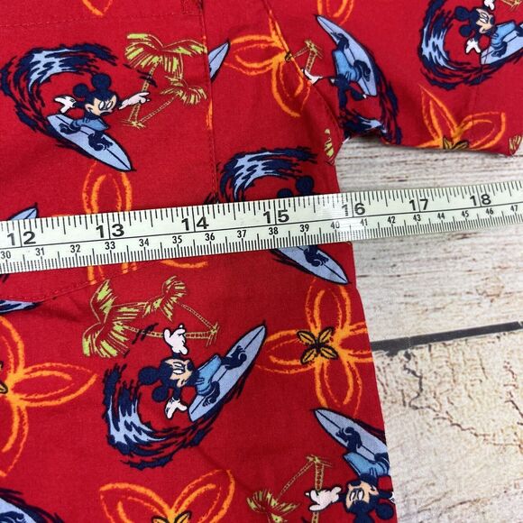 Disney Vintage Kids Red Mickey Mouse Hawaiian Button Shirt Size Small Surf - Picture 7 of 8